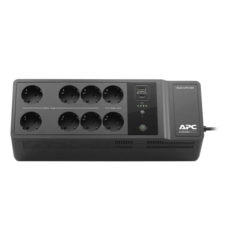 APC Back-UPS BE850G2-GR - noodstroomvoorziening 8 stopcontacten, 850VA, 2 USB-opladers, 1 USB-data-aansluiting