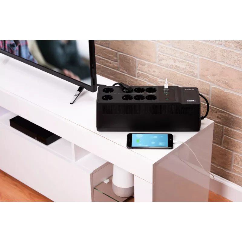 APC Back-UPS BE850G2-GR - noodstroomvoorziening 8 stopcontacten, 850VA, 2 USB-opladers, 1 USB-data-aansluiting