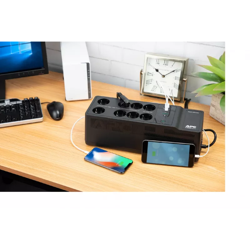 APC Back-UPS BE850G2-GR - noodstroomvoorziening 8 stopcontacten, 850VA, 2 USB-opladers, 1 USB-data-aansluiting
