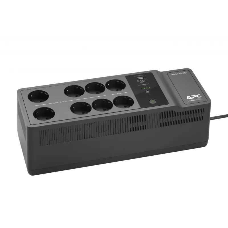 APC Back-UPS BE850G2-GR - noodstroomvoorziening 8 stopcontacten, 850VA, 2 USB-opladers, 1 USB-data-aansluiting