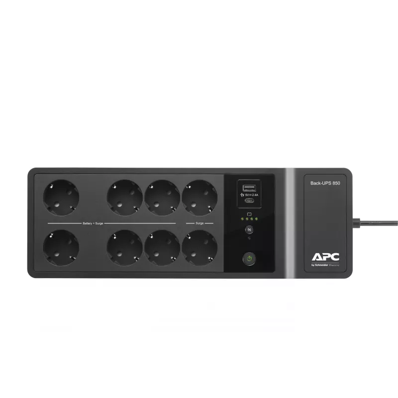 APC Back-UPS BE850G2-GR - noodstroomvoorziening 8 stopcontacten, 850VA, 2 USB-opladers, 1 USB-data-aansluiting
