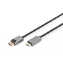 DIGITUS DP-naar-HDMI-kabel met LED 4K/30Hz, 2m aluminium behuizing, verguld, ondersteunt 4K30Hz