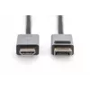 DIGITUS DP-naar-HDMI-kabel met LED 4K/30Hz, 2m aluminium behuizing, verguld, ondersteunt 4K30Hz