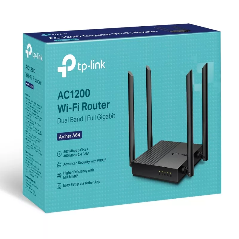 TP-Link ARCHER A64 draadloze router Gigabit Ethernet dualband (2,4 GHz / 5 GHz) zwart