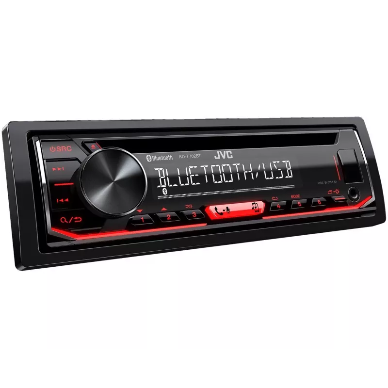 JVC KD-T702BT 1-DIN CD-receiver, zwart, 1 DIN, 200 W, 50 W, CD, LCD
