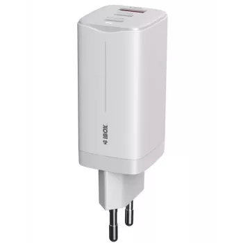 IBOX mobiele oplader ILUC65W, 65W, 2x USB-C + 1x USB-A, wit, 1,5 m kabel