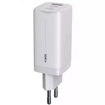 IBOX mobiele oplader ILUC65W, 65W, 2x USB-C + 1x USB-A, wit, 1,5 m kabel