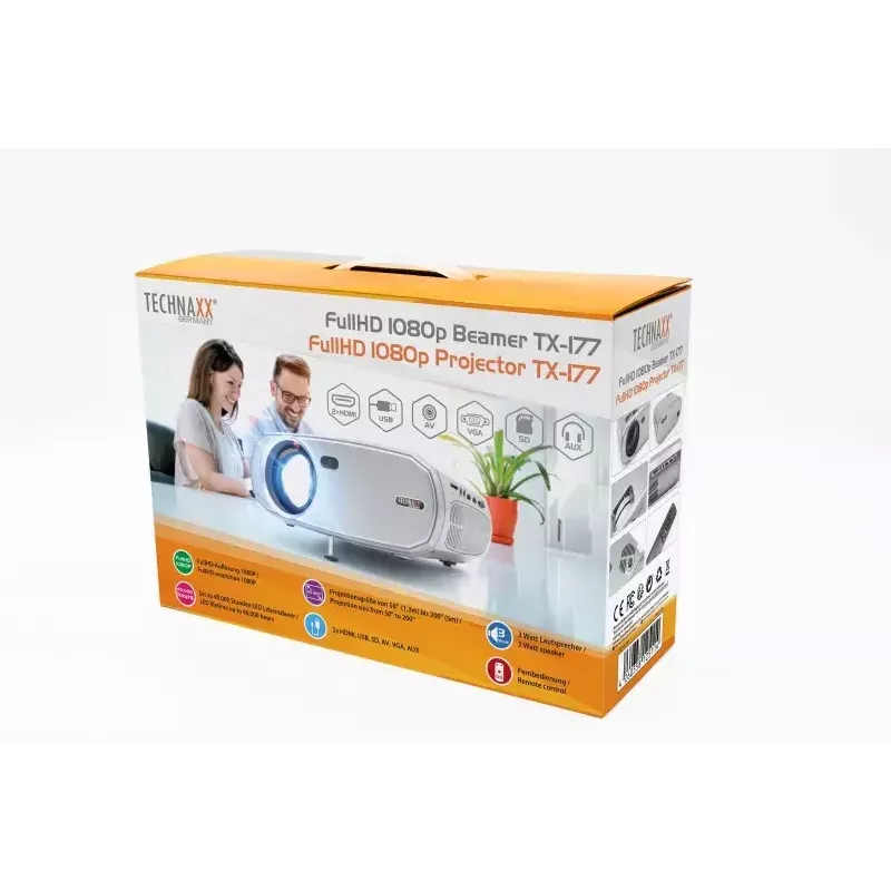Projector Technaxx TX-177 15000 ANSI lumen LCD 1080p wit