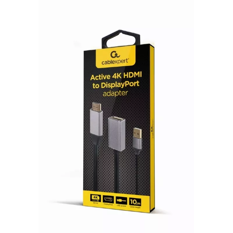 GEMBIRD Actieve 4K HDMI-stekker naar DisplayPort-bus adapter, zwart