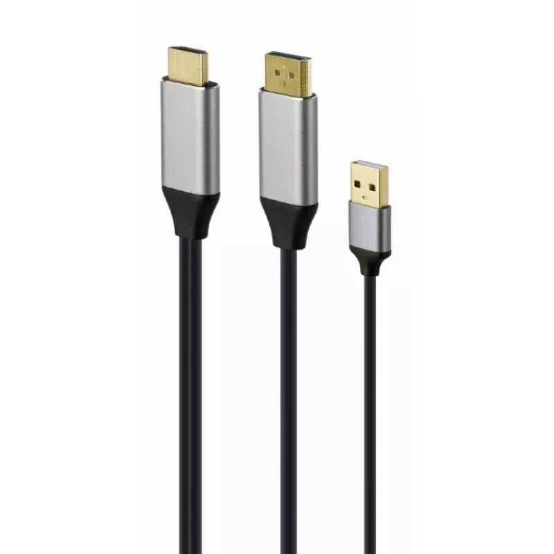 GEMBIRD Actieve 4K HDMI-stekker naar DisplayPort-stekker adapterkabel, 2 m – zwart