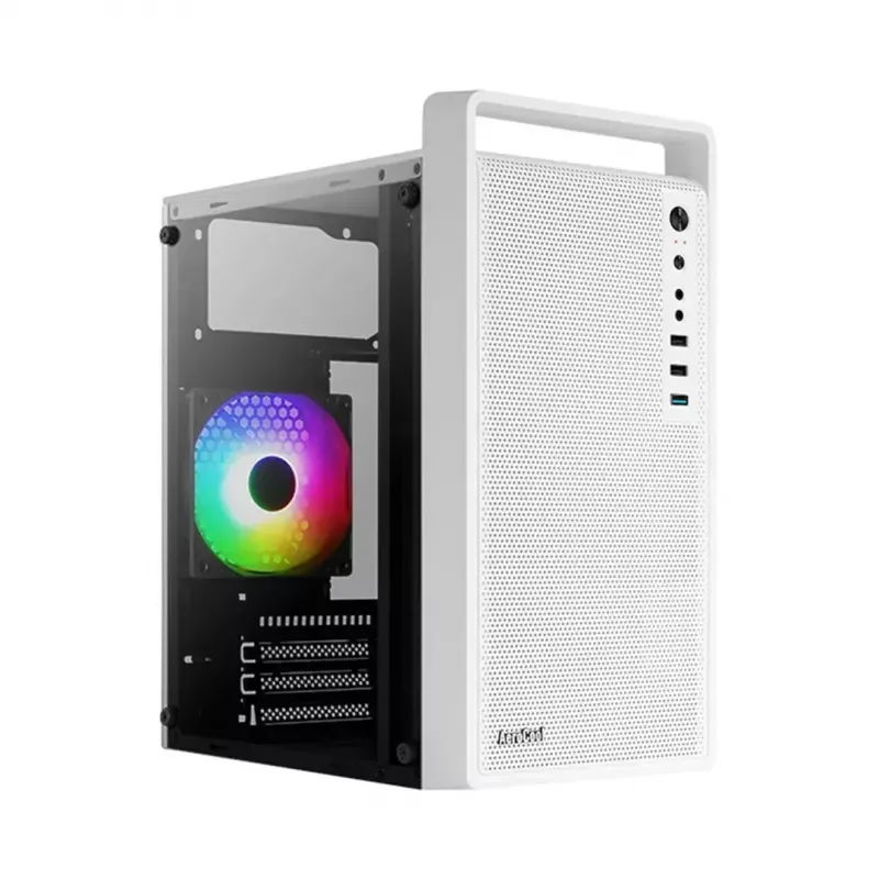 PC-behuizing AEROCOOL PGS CS-109-G-WT-v1 mini tower SPCC wit — microATX, tot 26 cm GPU, FRGB, mesh-front