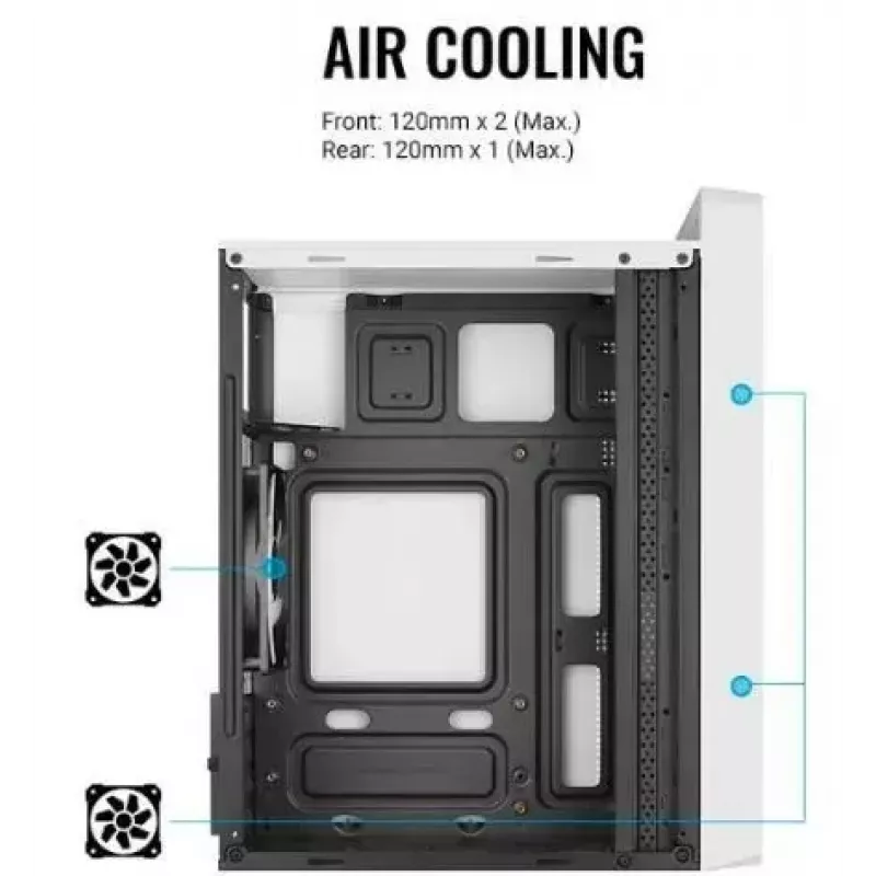 PC-behuizing AEROCOOL PGS CS-109-G-WT-v1 mini tower SPCC wit — microATX, tot 26 cm GPU, FRGB, mesh-front