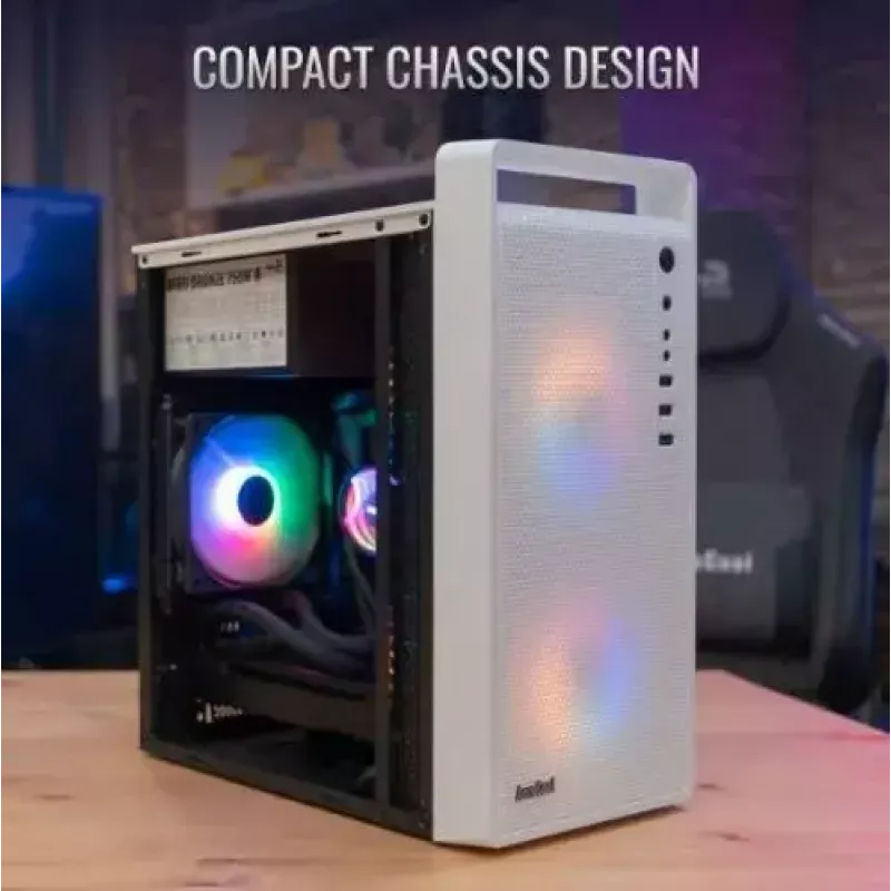 PC-behuizing AEROCOOL PGS CS-109-G-WT-v1 mini tower SPCC wit — microATX, tot 26 cm GPU, FRGB, mesh-front