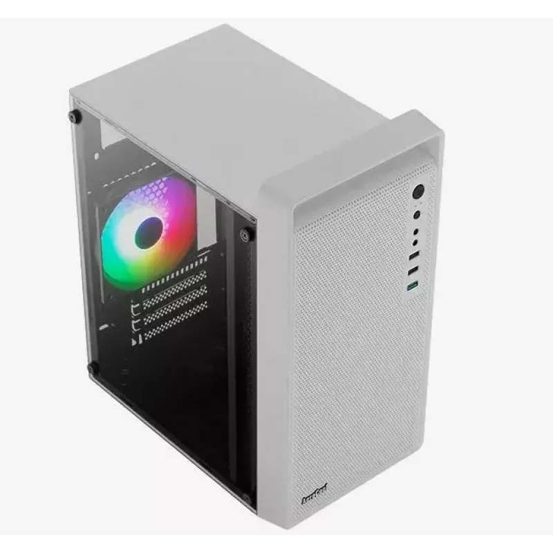 PC-behuizing AEROCOOL PGS CS-109-G-WT-v1 mini tower SPCC wit — microATX, tot 26 cm GPU, FRGB, mesh-front