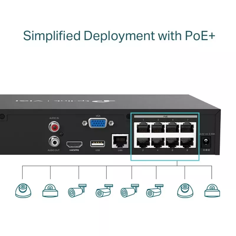 TP-Link VIGI 8-kanaals PoE+ netwerk-videorecorder