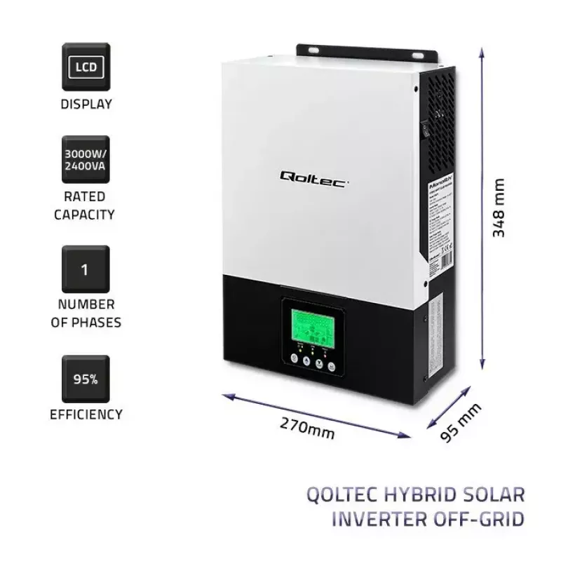 Hybride off-grid zonne-omvormer QOLTEC 3KVA 2,4kW 80A