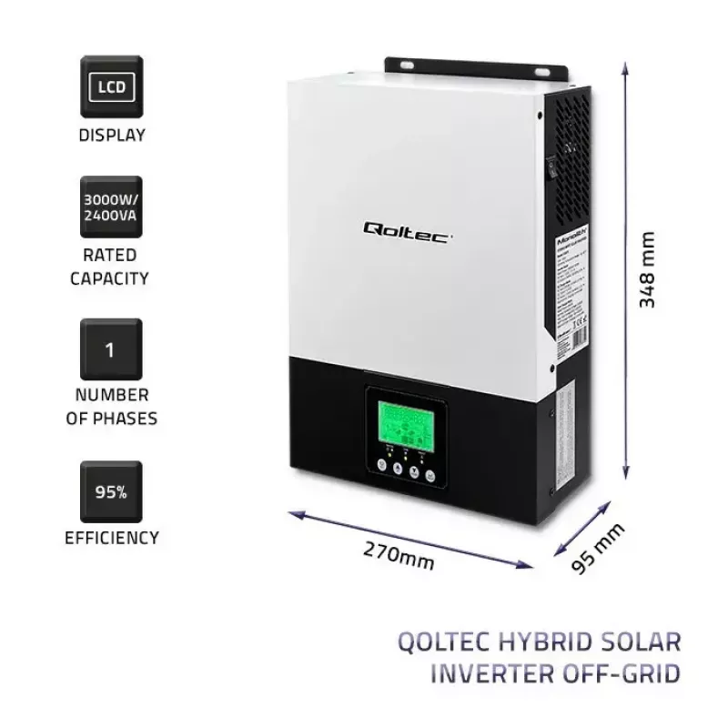 Hybride off-grid zonne-omvormer QOLTEC 3KVA 2,4kW 80A