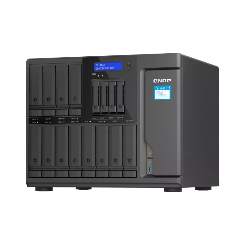QNAP TS-1655 NAS tower Intel Atom® C5125 8 GB DDR4 0 TB QNAP Turbo System zwart