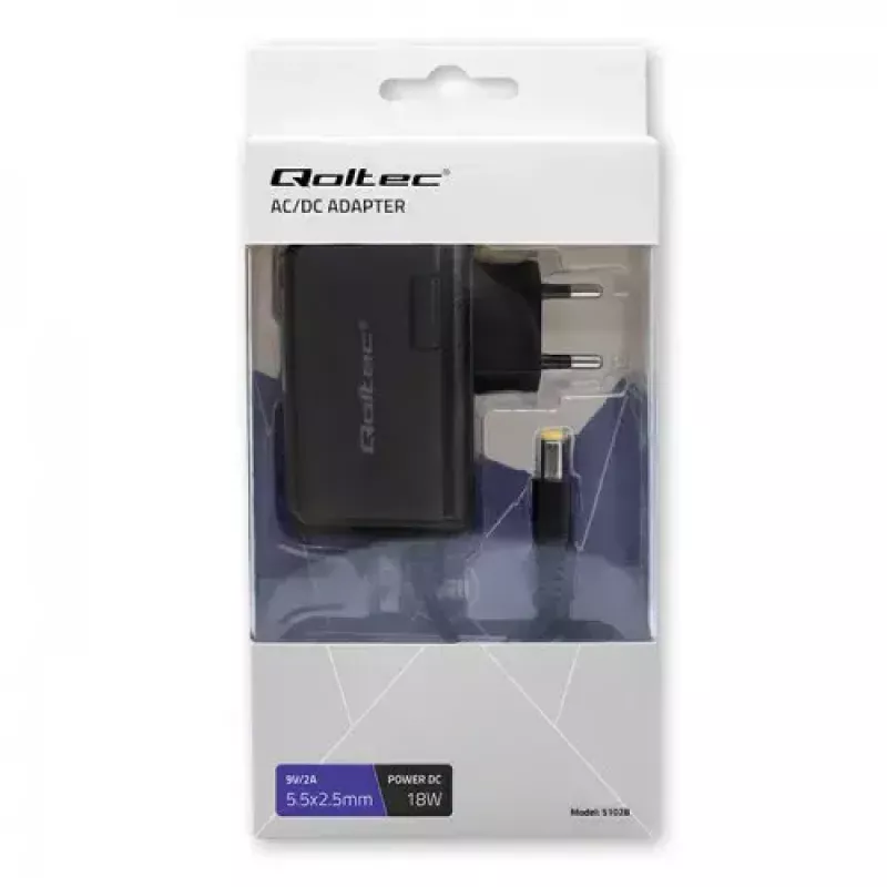 Indoor-voeding Qoltec 51028 18W zwart 220-240V