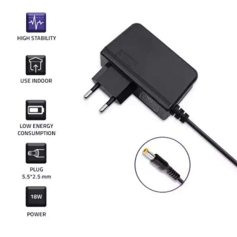 Indoor-voeding Qoltec 51028 18W zwart 220-240V