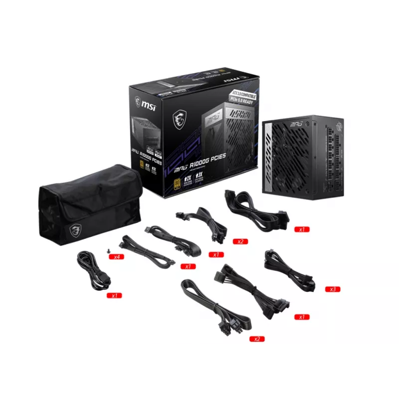 MSI MPG A1000G PCIE5 voeding 1000 W 20+4 pin ATX ATX zwart