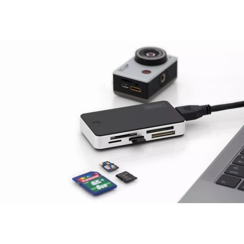 DIGITUS USB 3.0 kaartlezer, ondersteunt MS/SD/SDHC/MiniSD/M2/CF/MD/SDXC-kaarten, 1M USB-A aansluitkabel