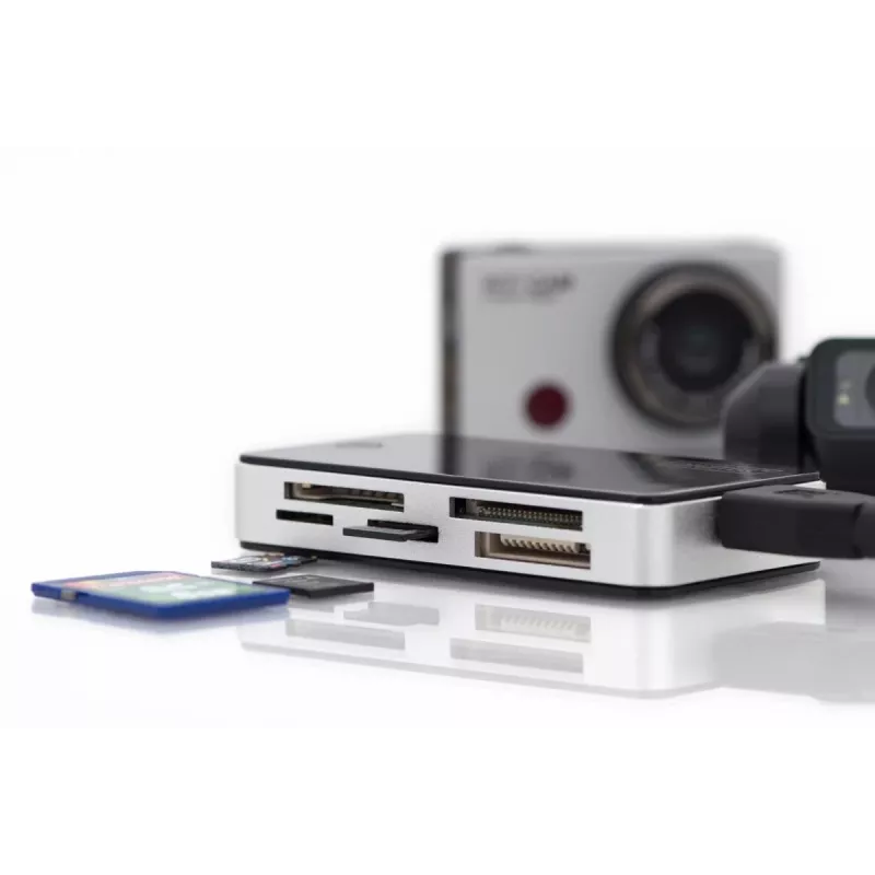 DIGITUS USB 3.0 kaartlezer, ondersteunt MS/SD/SDHC/MiniSD/M2/CF/MD/SDXC-kaarten, 1M USB-A aansluitkabel