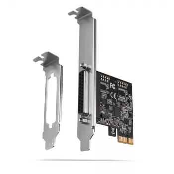 Axagon PCEA-P1N PCIe - 1x parallelle poort adapter met SP & LP, PCIe, parallel, female, full-height / low-profile, PCIe 2.0, China