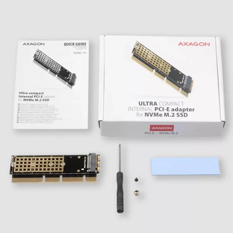 Axagon PCEM2-1U PCIe x16/x8/x4 - M.2 NVMe M-Key-slot adapter 1U