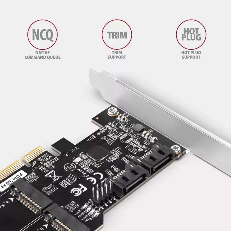 Axagon PCES-SA4M2 PCIe controller 2x interne SATA 6G poort + M.2 B-Key interfacekaarten/adapters M.2, SATA