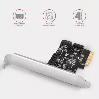 Axagon PCES-SA4X4 PCIe-controller - 4x interne SATA 6G poort, ASM1164, SP & LP