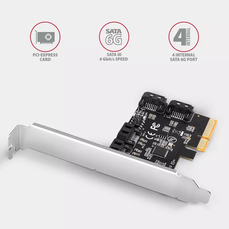 Axagon PCES-SA4X4 PCIe-controller - 4x interne SATA 6G poort, ASM1164, SP & LP