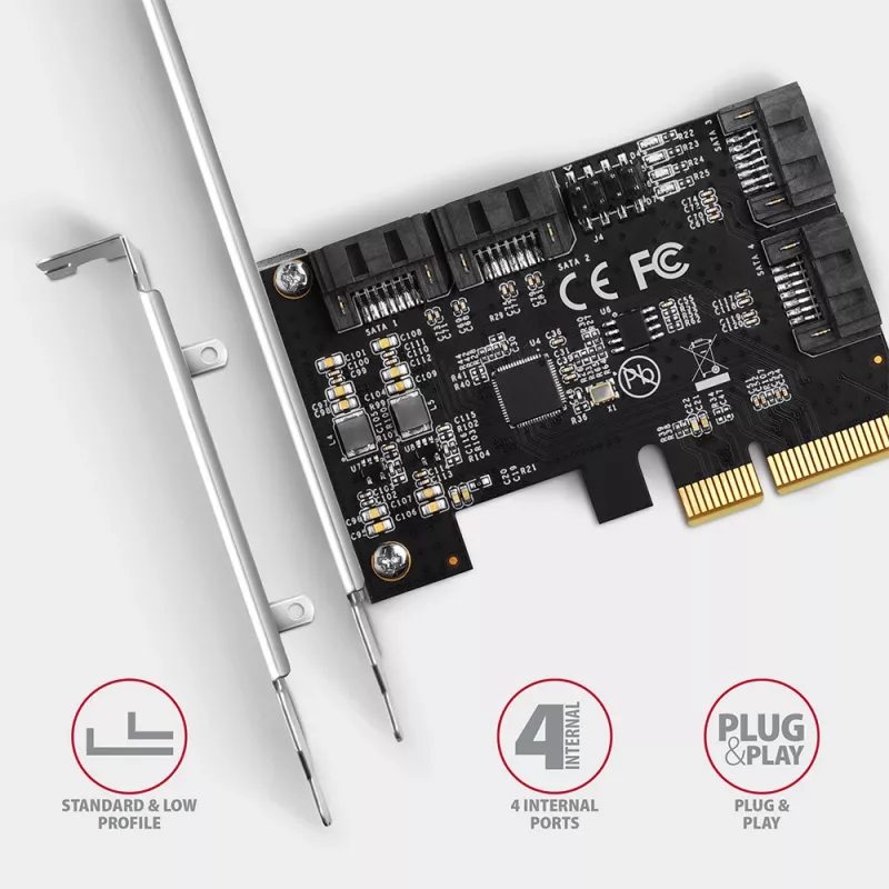 Axagon PCES-SA4X4 PCIe-controller - 4x interne SATA 6G poort, ASM1164, SP & LP