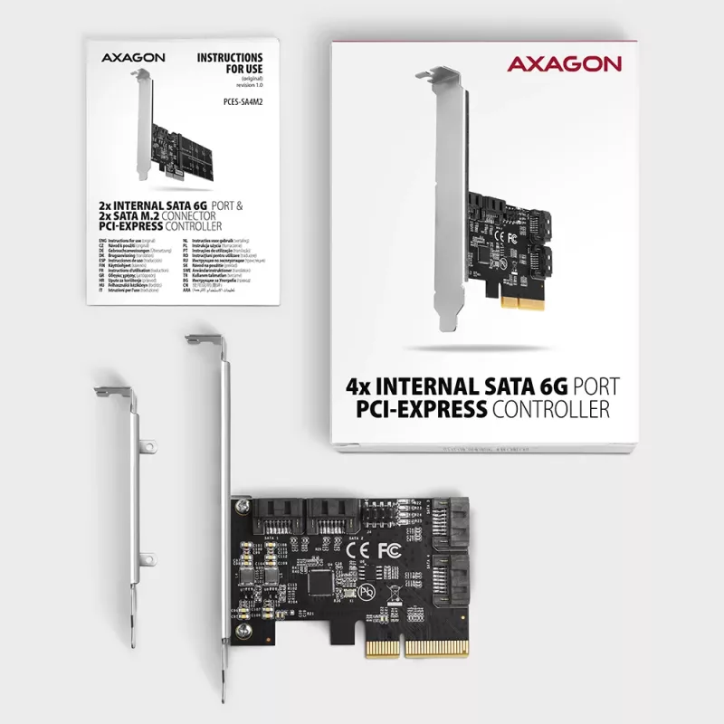 Axagon PCES-SA4X4 PCIe-controller - 4x interne SATA 6G poort, ASM1164, SP & LP
