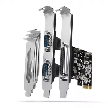 Axagon PCEA-PSN PCIe - 1x parallelle & 2x seriële poort 250 kbps adapter met SP & LP
