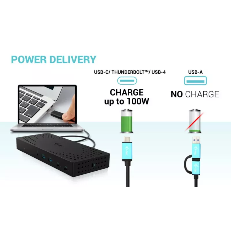 i-tec USB 3.0 / USB-C / Thunderbolt, 3x 4K dockingstation Gen 2 + Power Delivery 100W