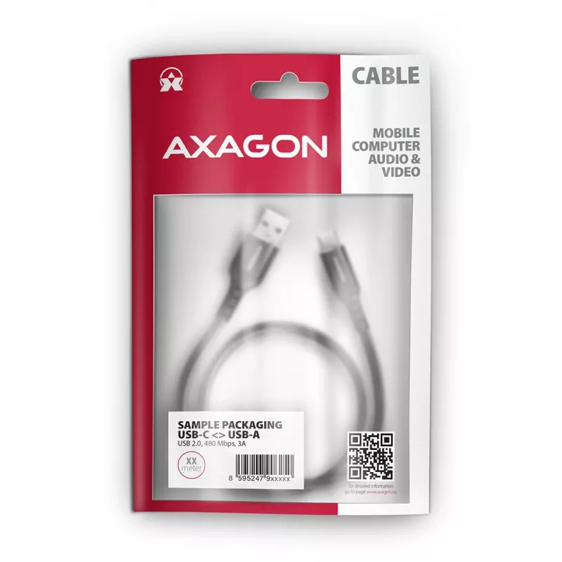 USB-kabel Axagon BUCM-AM20AB 2m USB A USB C zwart