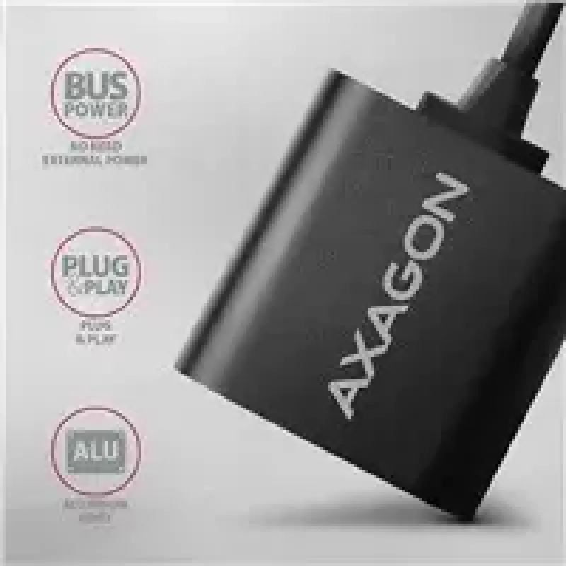 Externe USB-audioadapter AXAGON ADA-12 met 1x 3,5-mm-jack voor hoofdtelefoon en microfoon