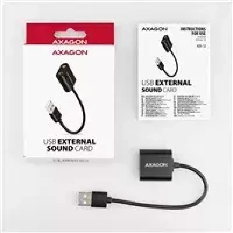 Externe USB-audioadapter AXAGON ADA-12 met 1x 3,5-mm-jack voor hoofdtelefoon en microfoon