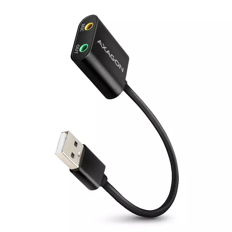 Externe USB-audioadapter AXAGON ADA-12 met 1x 3,5-mm-jack voor hoofdtelefoon en microfoon