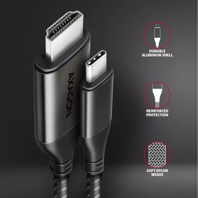 Axagon RVC-HI2MC USB-C -> HDMI 2.0a kabel 1,8m, 4K/60Hz HDR10