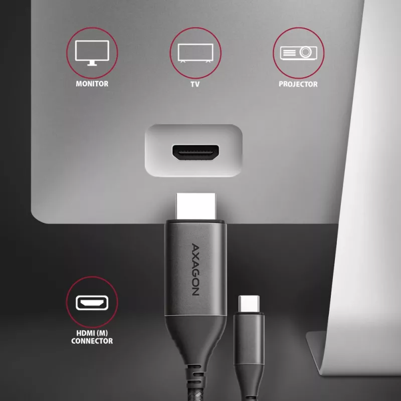 Axagon RVC-HI2MC USB-C -> HDMI 2.0a kabel 1,8m, 4K/60Hz HDR10