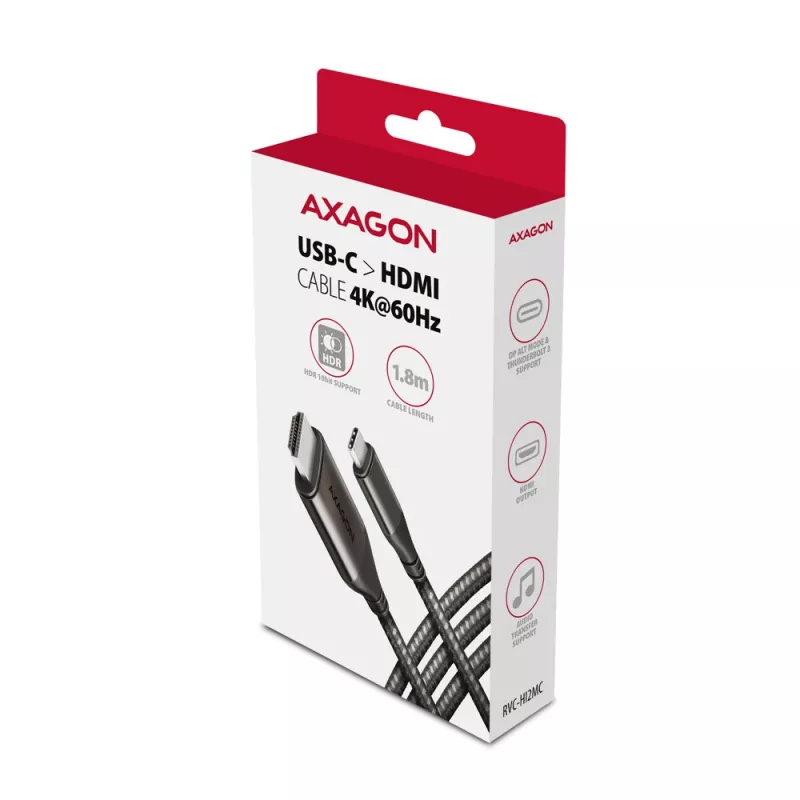 Axagon RVC-HI2MC USB-C -> HDMI 2.0a kabel 1,8m, 4K/60Hz HDR10