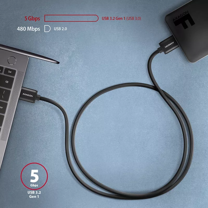 Axagon BUMM3-AM10AB SPEED Micro-B USB <> USB-A 3.2 Gen 1 kabel 1 m
