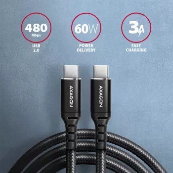 USB-kabel Axagon BUCM-CM20AB 2m USB C zwart