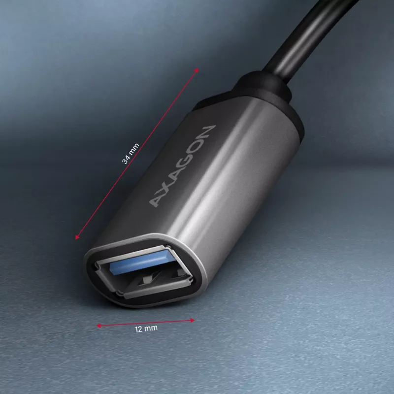 Axagon RUCM-AFAC Kabeladapter USB-C (M) -> USB-A (V), 20cm, USB 3.2 Gen 1, 3A, ALU