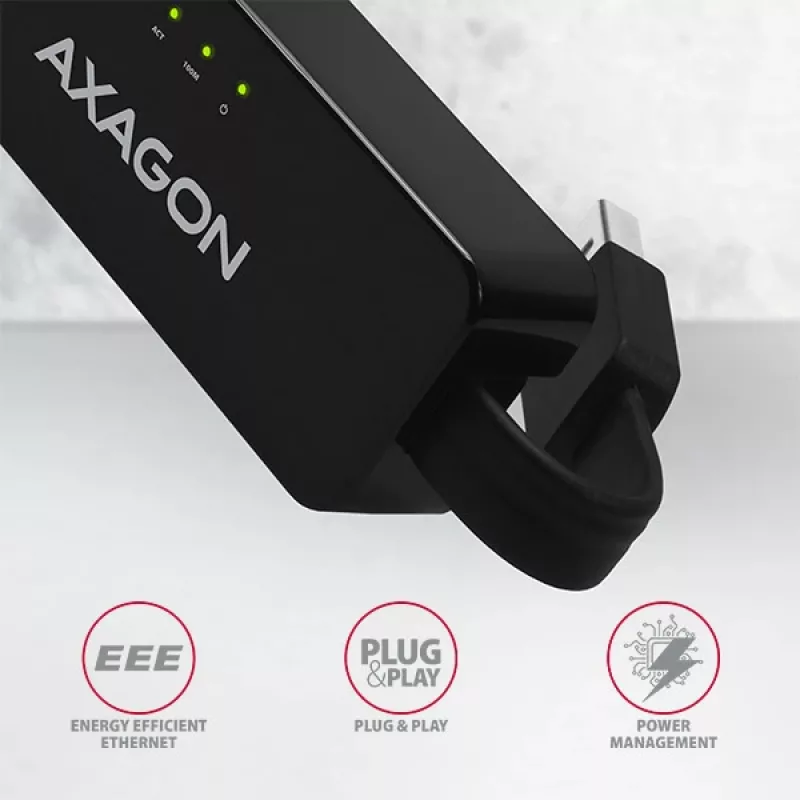 AXAGON ADE-XR USB 2.0 Type-A naar Fast Ethernet 10/100-adapter, RJ-45, Realtek RTL8152, zwart, 23 g