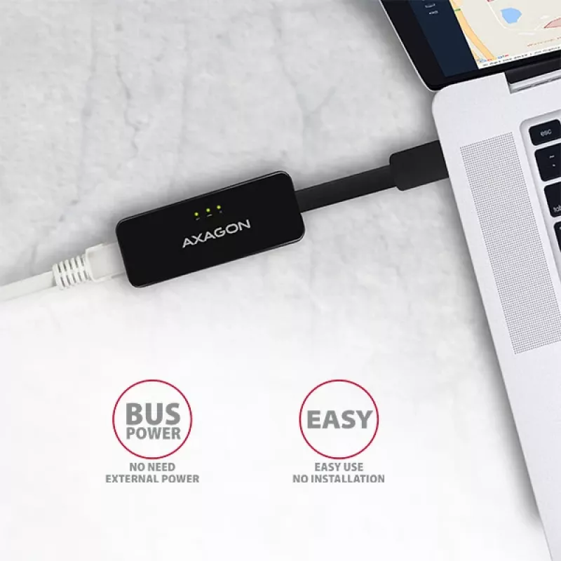 AXAGON ADE-XR USB 2.0 Type-A naar Fast Ethernet 10/100-adapter, RJ-45, Realtek RTL8152, zwart, 23 g
