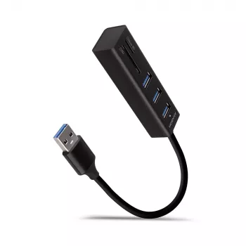 Axagon HMA-CR3A Metalen USB 3.2 Gen 1 multi-poort hub met drie USB-aansluitingen en kaartlezer