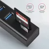 Axagon HMA-CR3A Metalen USB 3.2 Gen 1 multi-poort hub met drie USB-aansluitingen en kaartlezer